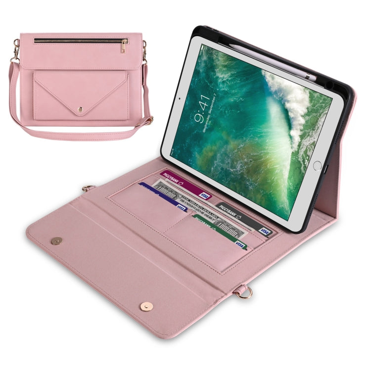 3-fold Zipper Leather Tablet Case Crossbody Pocket Bag For iPad 10.2 2019 / 2020 / 2021 / Air 2019 10.5
