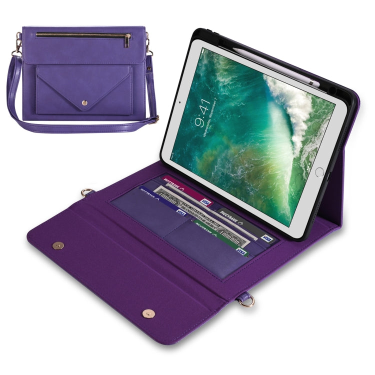 3-fold Zipper Leather Tablet Case Crossbody Pocket Bag For iPad 10.2 2019 / 2020 / 2021 / Air 2019 10.5