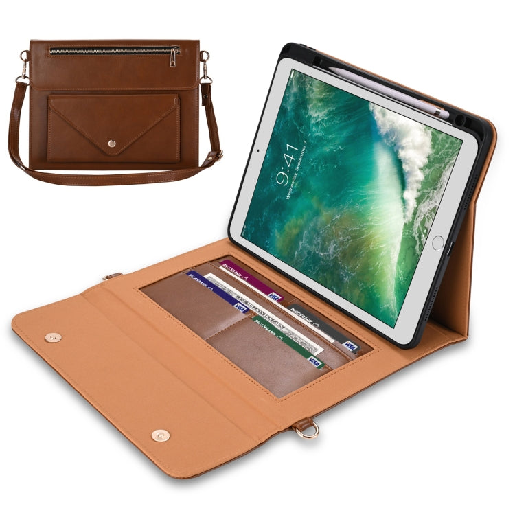 3-fold Zipper Leather Tablet Case Crossbody Pocket Bag For iPad 10.2 2019 / 2020 / 2021 / Air 2019 10.5