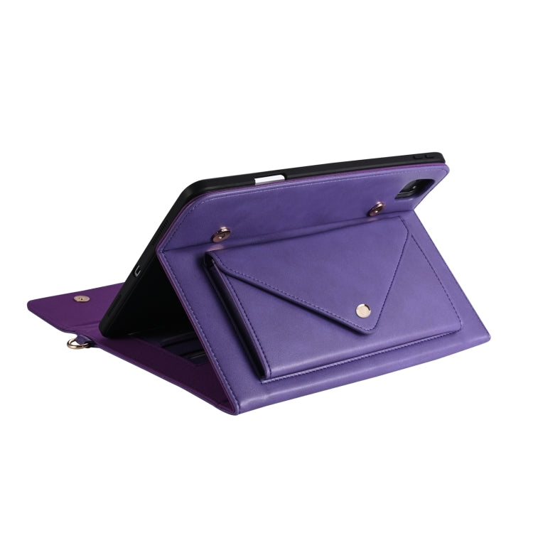 For iPad Pro 11 2022 / 2021 / 2020 / 2018 3-fold Zipper Leather Tablet Case Crossbody Pocket Bag