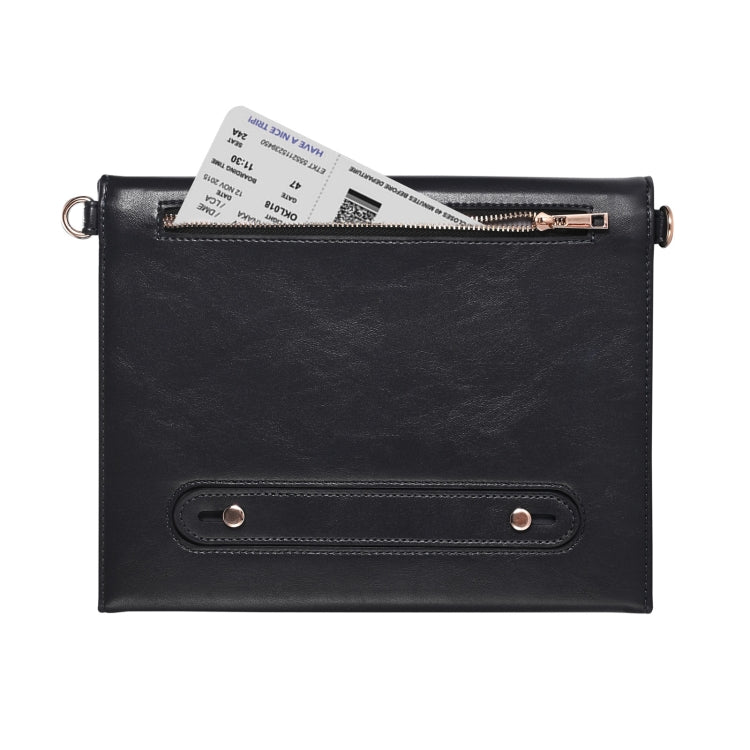 3-fold Zipper Leather Tablet Case Crossbody Pocket Bag For iPad Pro 12.9 2018 / 2020 / 2021