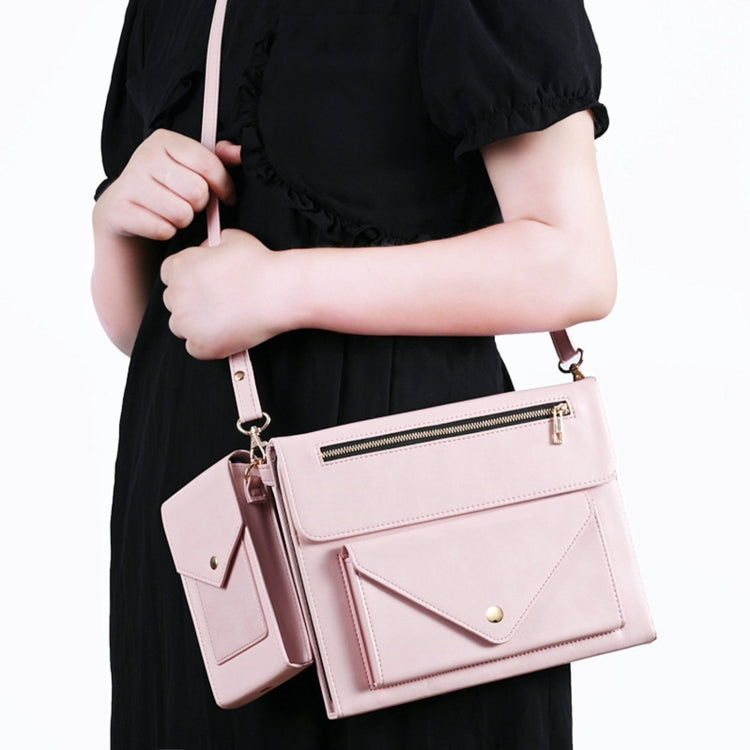 3-fold Zipper Leather Tablet Case Crossbody Pocket Bag For iPad Pro 12.9 2018 / 2020 / 2021