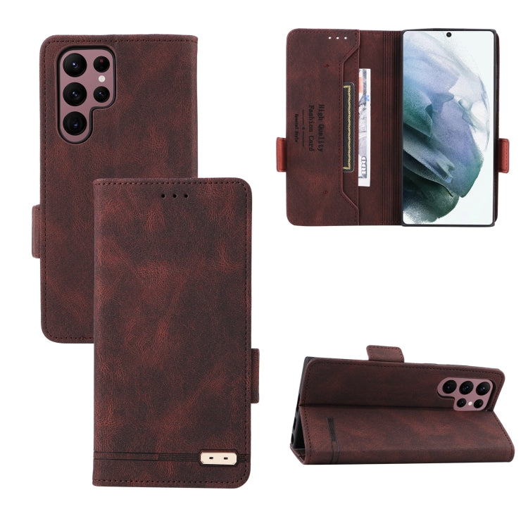 For Samsung Galaxy S22 Ultra 5G Magnetic Clasp Flip Leather Phone Case