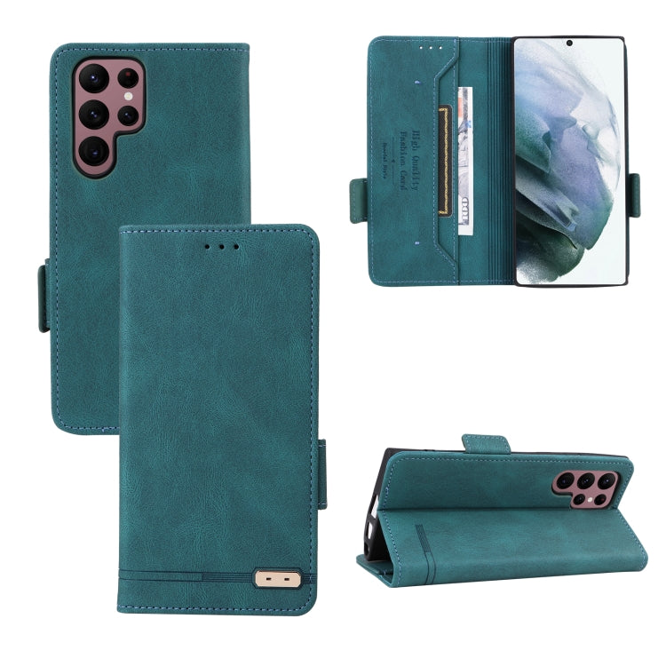 For Samsung Galaxy S22 Ultra 5G Magnetic Clasp Flip Leather Phone Case