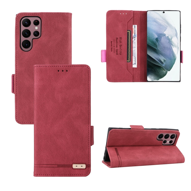 For Samsung Galaxy S22 Ultra 5G Magnetic Clasp Flip Leather Phone Case