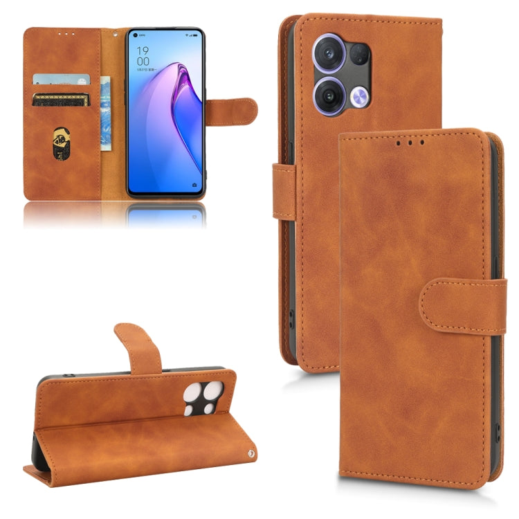 For OPPO Reno8 5G Skin Feel Magnetic Flip Leather Phone Case