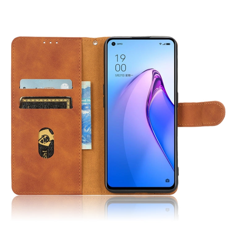 For OPPO Reno8 5G Skin Feel Magnetic Flip Leather Phone Case