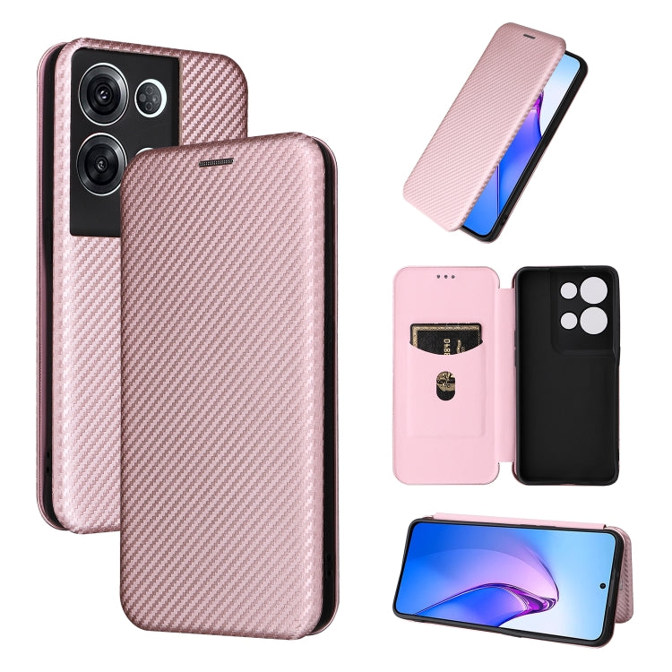 For OPPO Reno8 Pro / Reno8 Pro+ Carbon Fiber Texture Flip Leather Phone Case