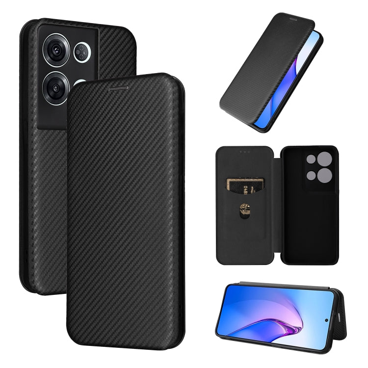For OPPO Reno8 Pro / Reno8 Pro+ Carbon Fiber Texture Flip Leather Phone Case
