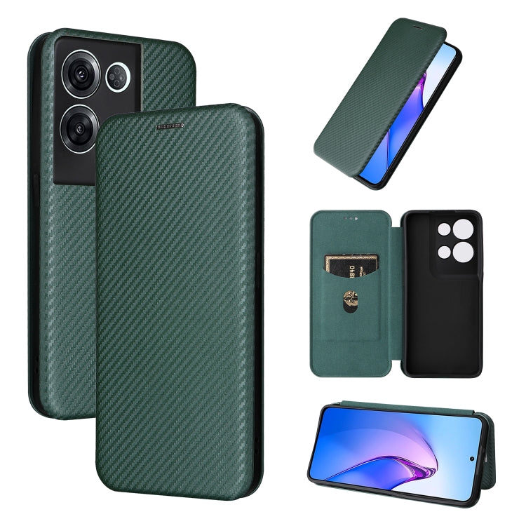 For OPPO Reno8 Pro / Reno8 Pro+ Carbon Fiber Texture Flip Leather Phone Case