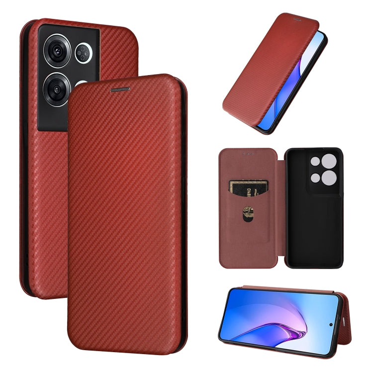 For OPPO Reno8 Pro / Reno8 Pro+ Carbon Fiber Texture Flip Leather Phone Case