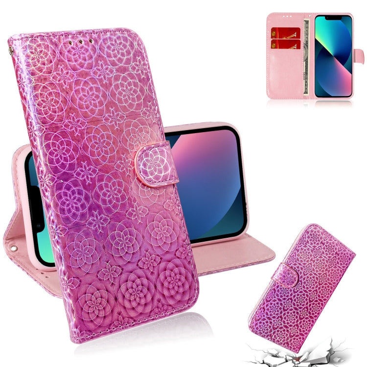 For iPhone 14 Colorful Magnetic Buckle Leather Phone Case