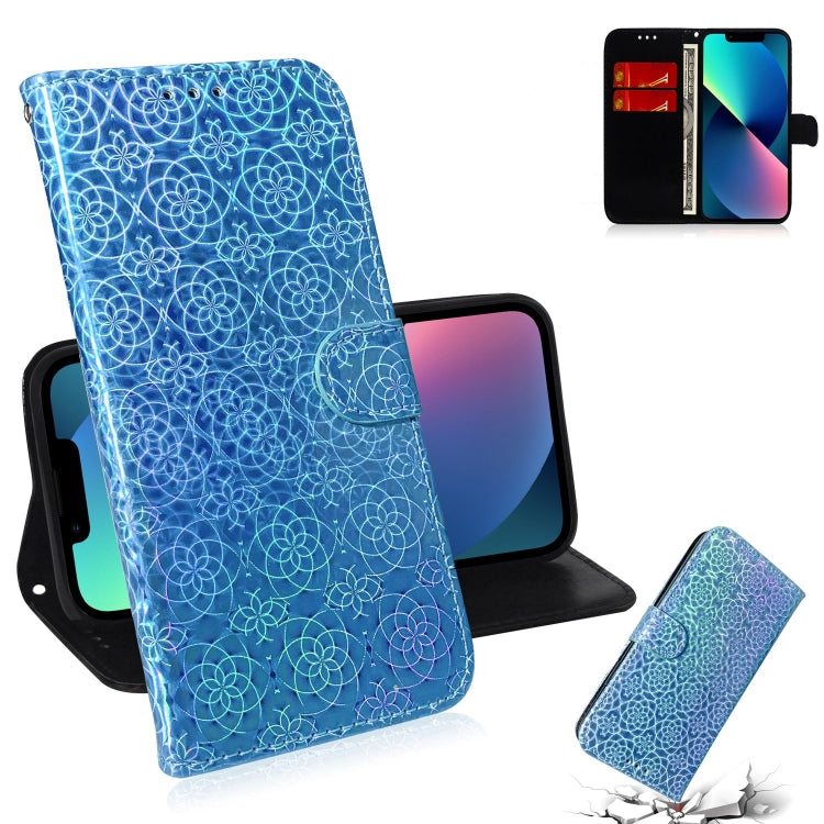 For iPhone 14 Plus Colorful Magnetic Buckle Leather Phone Case