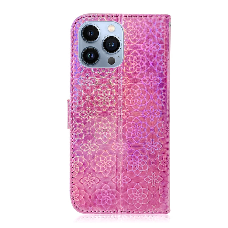 For iPhone 14 Pro Colorful Magnetic Buckle Leather Phone Case