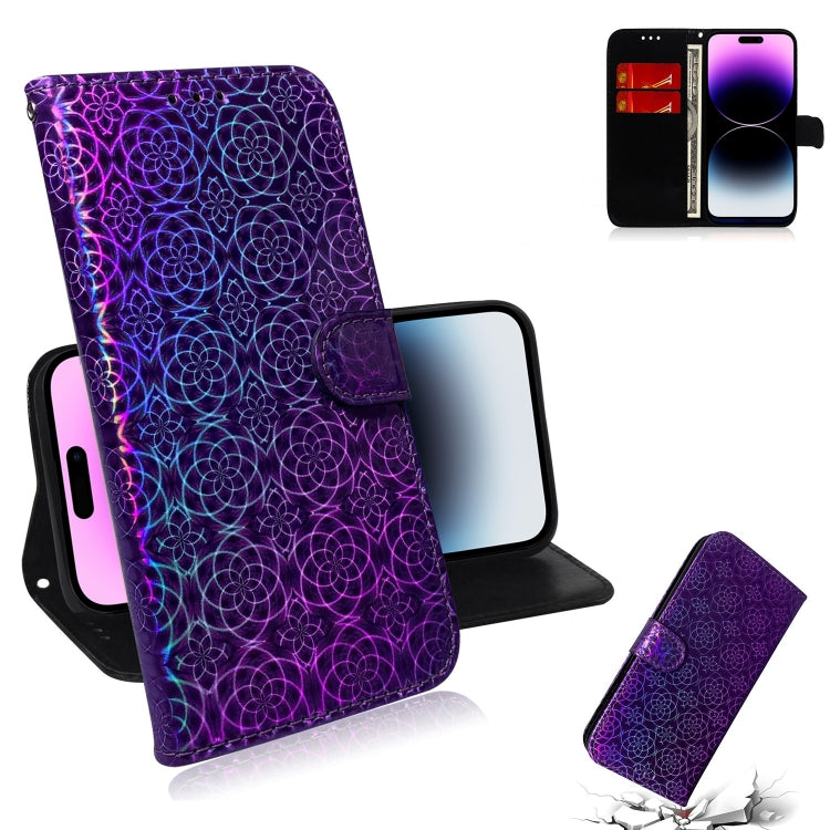 For iPhone 14 Pro Max Colorful Magnetic Buckle Leather Phone Case