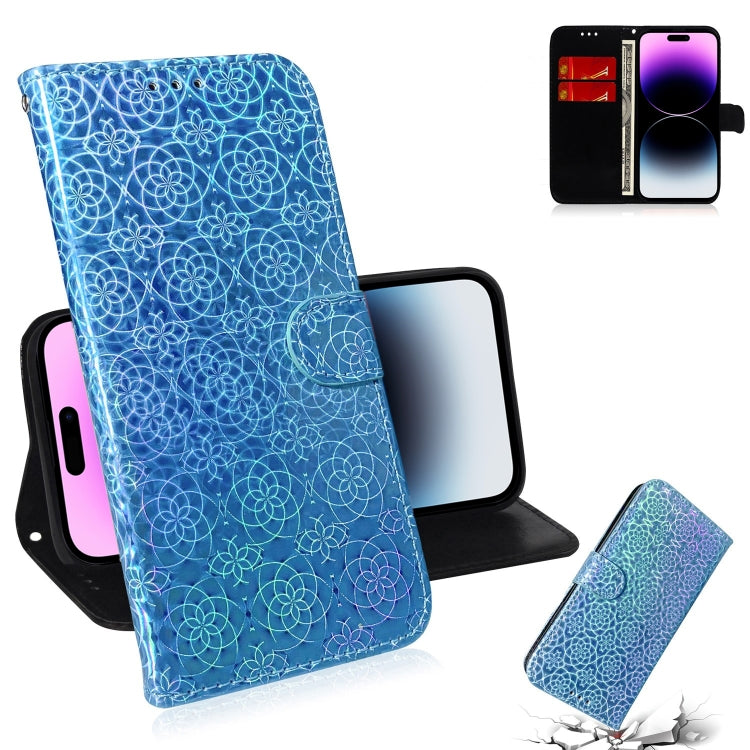 For iPhone 14 Pro Max Colorful Magnetic Buckle Leather Phone Case
