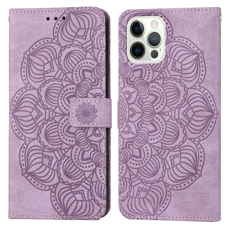 For iPhone 14 Pro Mandala Embossed Flip Leather Phone Case