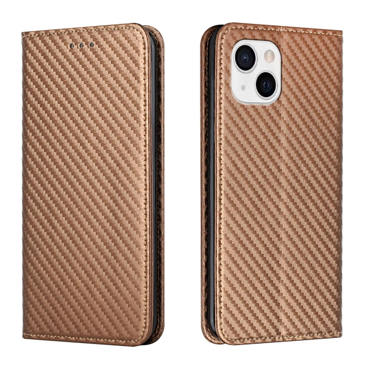 For iPhone 14 Carbon Fiber Texture Magnetic Flip Leather Phone Case