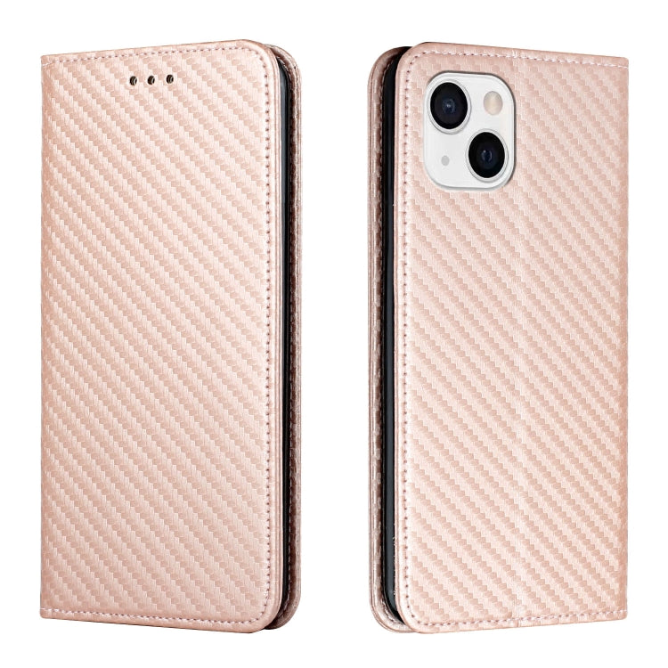 For iPhone 14 Carbon Fiber Texture Magnetic Flip Leather Phone Case