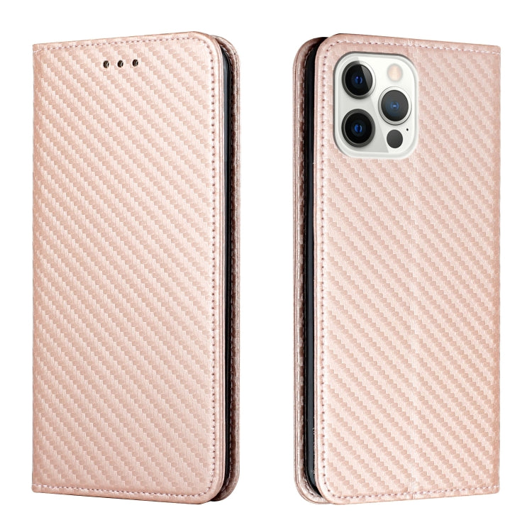 For iPhone 14 Pro Carbon Fiber Texture Magnetic Flip Leather Phone Case