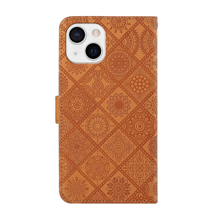 For iPhone 14 Ethnic Style Embossed Pattern Leather Phone Case