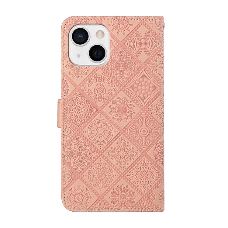For iPhone 14 Ethnic Style Embossed Pattern Leather Phone Case