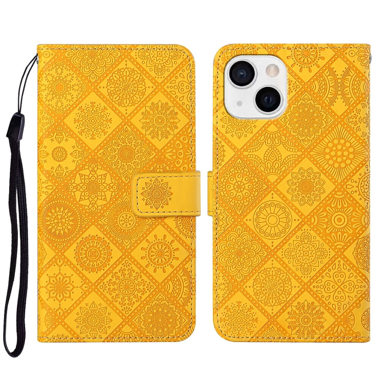 For iPhone 14 Ethnic Style Embossed Pattern Leather Phone Case