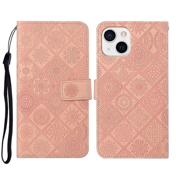 For iPhone 14 Plus Ethnic Style Embossed Pattern Leather Phone Case
