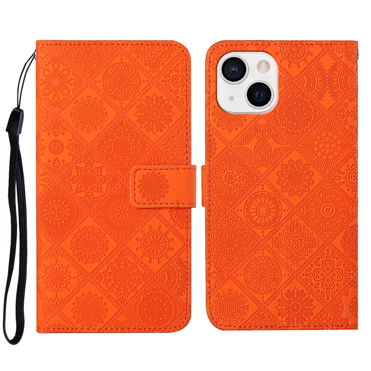 For iPhone 14 Plus Ethnic Style Embossed Pattern Leather Phone Case