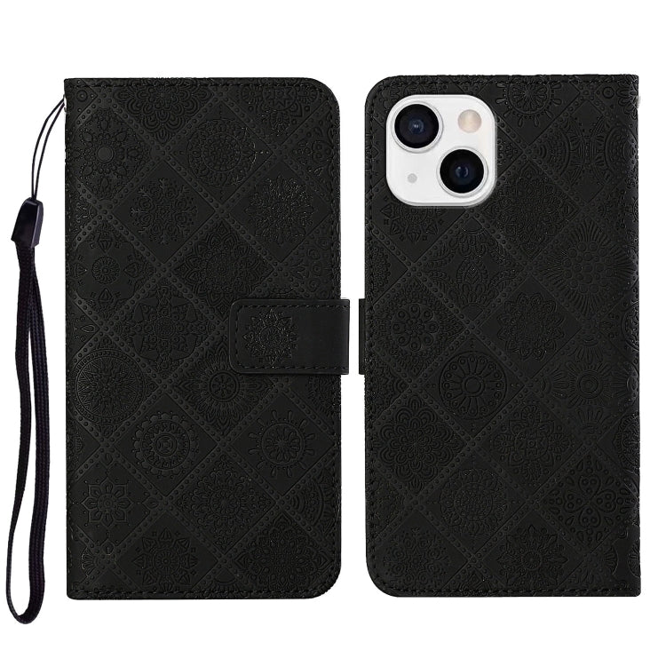 For iPhone 14 Plus Ethnic Style Embossed Pattern Leather Phone Case