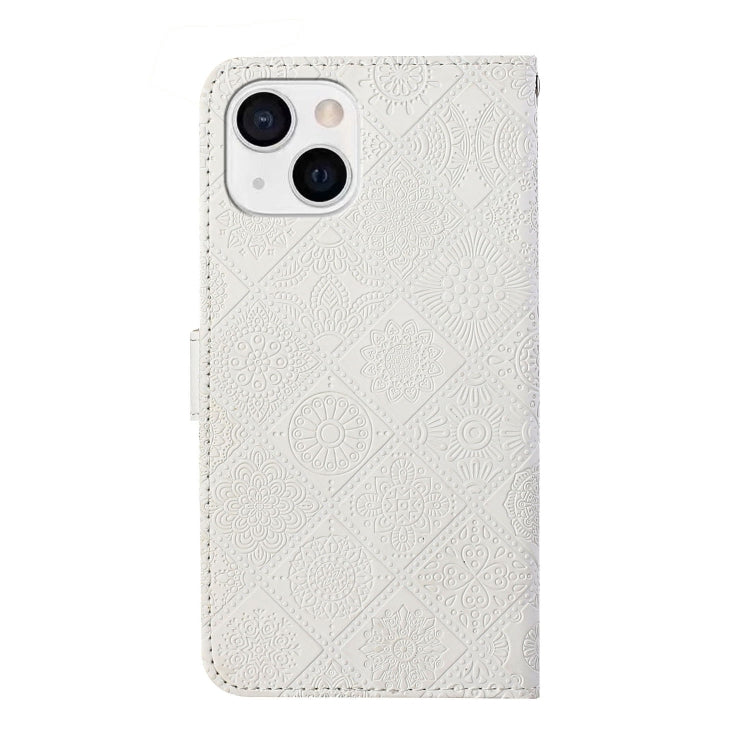For iPhone 14 Plus Ethnic Style Embossed Pattern Leather Phone Case