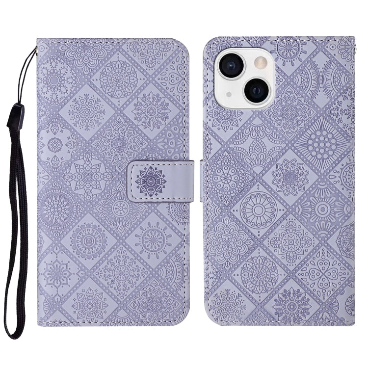 For iPhone 14 Plus Ethnic Style Embossed Pattern Leather Phone Case