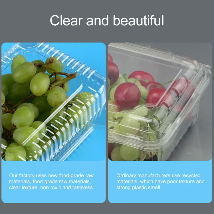 100 PCS Disposable Transparent Plastic Vegetable and Fruit Packaging Fresh-keeping Box with Lid, Style:400M