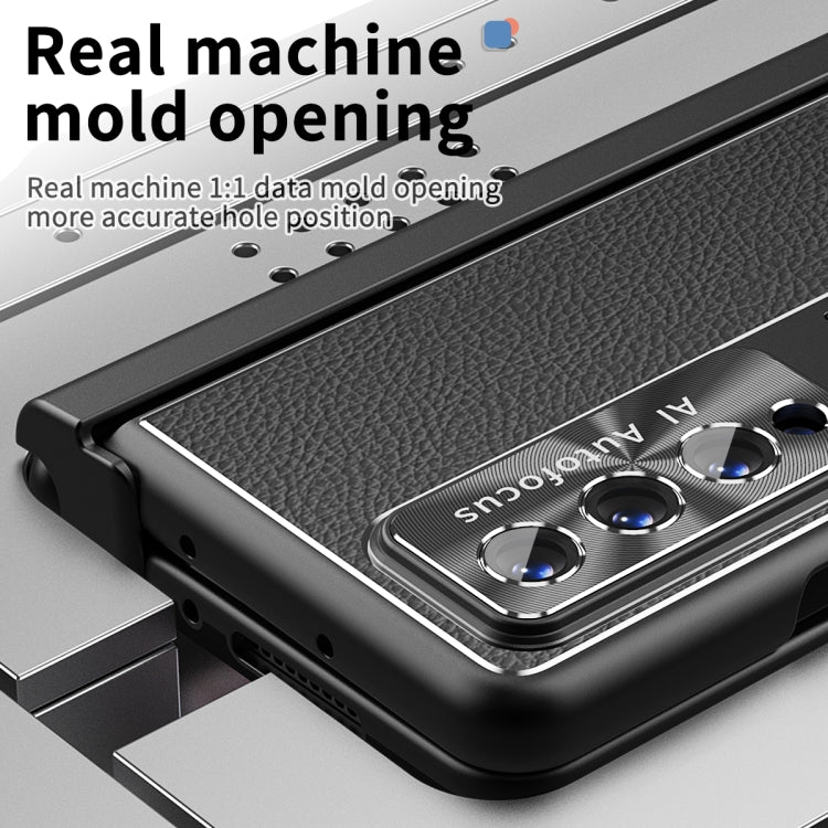 For Samsung Galaxy Z Fold3 5G Litchi Pattern Magnetic Shell Film Integrated Shockproof Phone Case