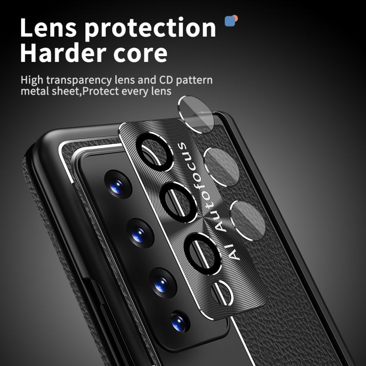 For Samsung Galaxy Z Fold3 5G Litchi Pattern Magnetic Shell Film Integrated Shockproof Phone Case