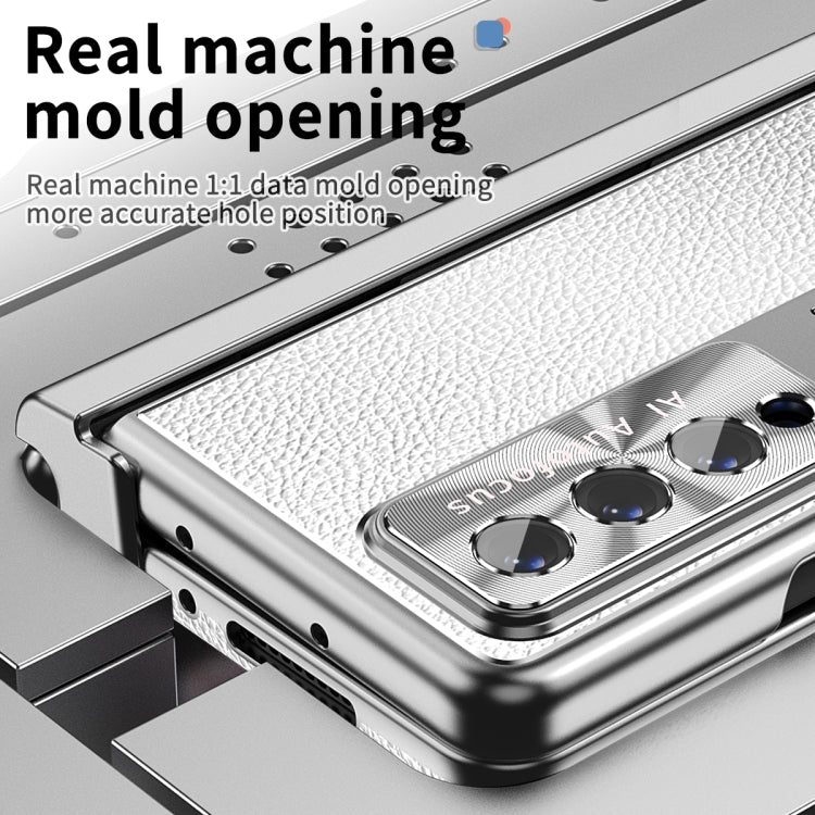 For Samsung Galaxy Z Fold3 5G Litchi Pattern Magnetic Shell Film Integrated Shockproof Phone Case