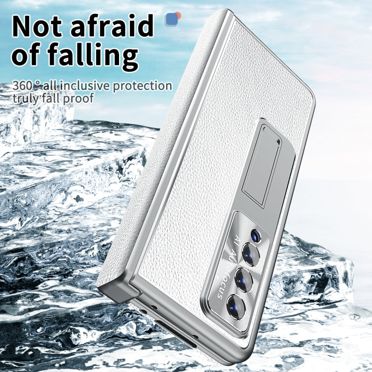 For Samsung Galaxy Z Fold3 5G Litchi Pattern Magnetic Shell Film Integrated Shockproof Phone Case