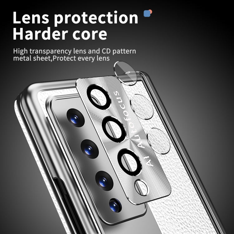 For Samsung Galaxy Z Fold3 5G Litchi Pattern Magnetic Shell Film Integrated Shockproof Phone Case