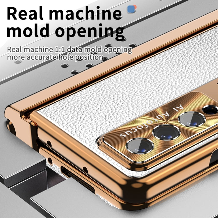 For Samsung Galaxy Z Fold3 5G Litchi Pattern Magnetic Shell Film Integrated Shockproof Phone Case
