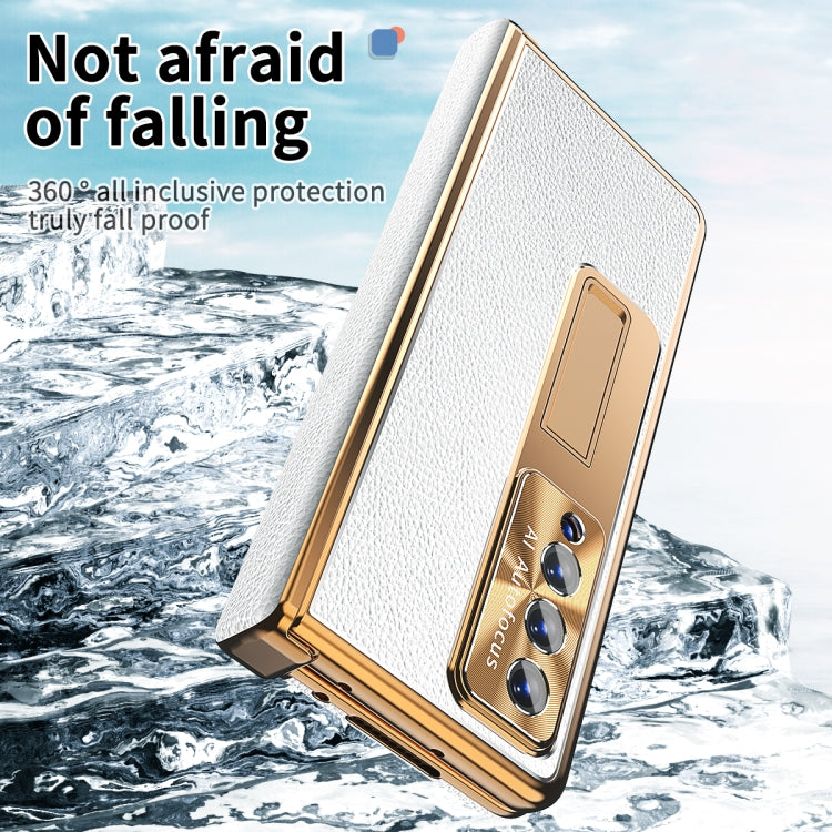 For Samsung Galaxy Z Fold3 5G Litchi Pattern Magnetic Shell Film Integrated Shockproof Phone Case