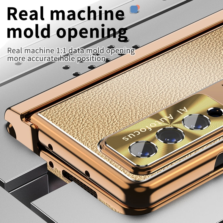 For Samsung Galaxy Z Fold3 5G Litchi Pattern Magnetic Shell Film Integrated Shockproof Phone Case
