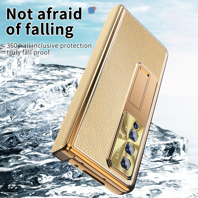 For Samsung Galaxy Z Fold3 5G Litchi Pattern Magnetic Shell Film Integrated Shockproof Phone Case
