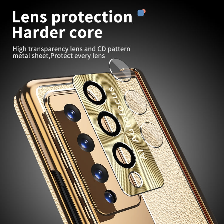 For Samsung Galaxy Z Fold3 5G Litchi Pattern Magnetic Shell Film Integrated Shockproof Phone Case