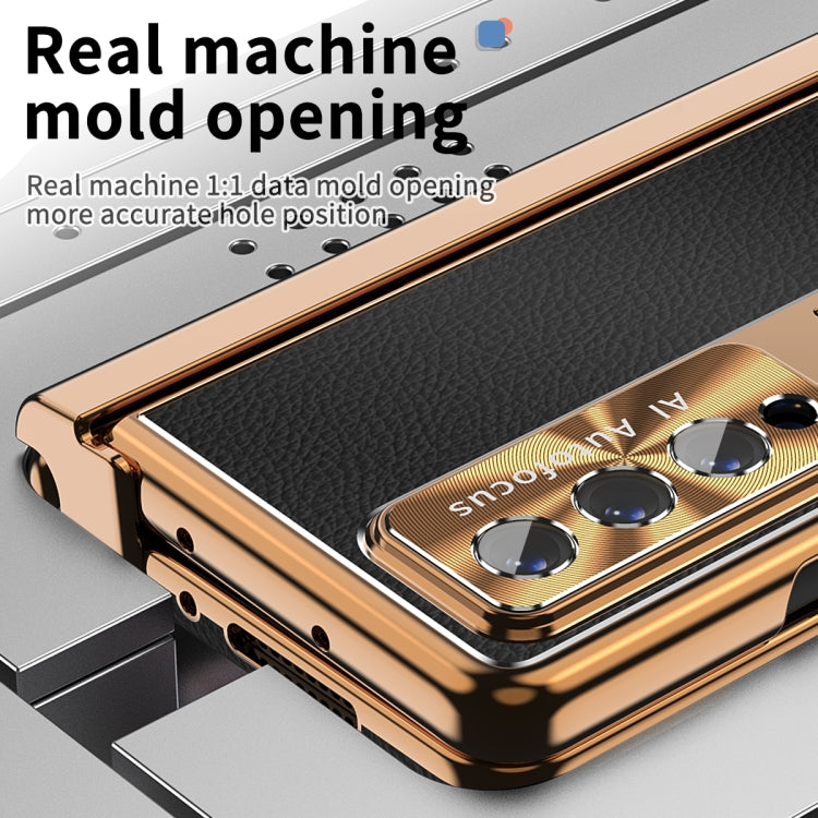 For Samsung Galaxy Z Fold3 5G Litchi Pattern Magnetic Shell Film Integrated Shockproof Phone Case