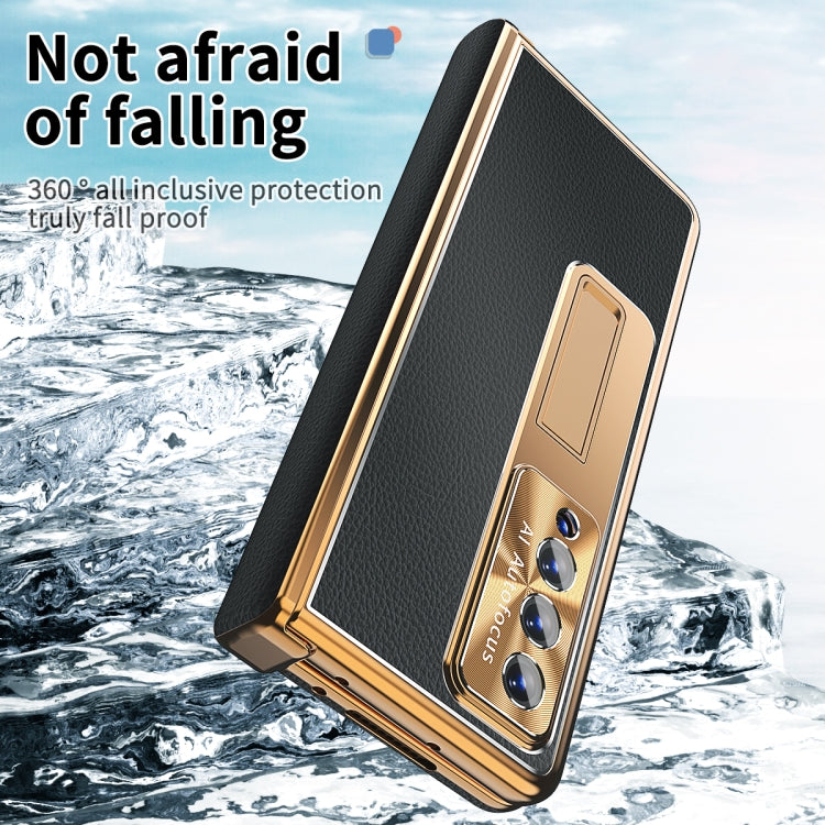 For Samsung Galaxy Z Fold3 5G Litchi Pattern Magnetic Shell Film Integrated Shockproof Phone Case