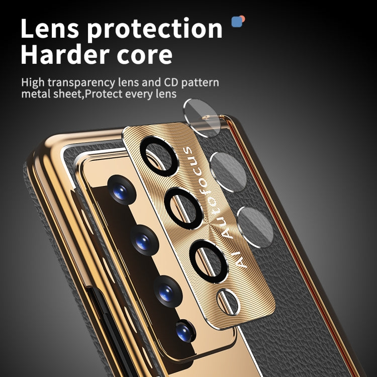 For Samsung Galaxy Z Fold3 5G Litchi Pattern Magnetic Shell Film Integrated Shockproof Phone Case