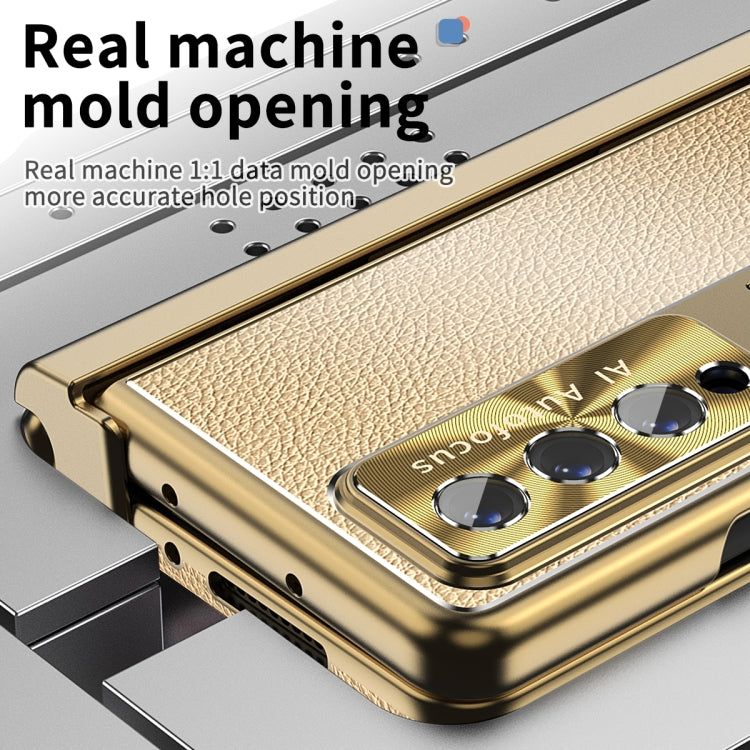 For Samsung Galaxy Z Fold3 5G Litchi Pattern Magnetic Shell Film Integrated Shockproof Phone Case