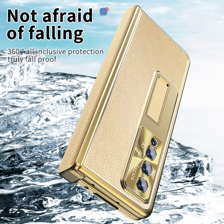 For Samsung Galaxy Z Fold3 5G Litchi Pattern Magnetic Shell Film Integrated Shockproof Phone Case
