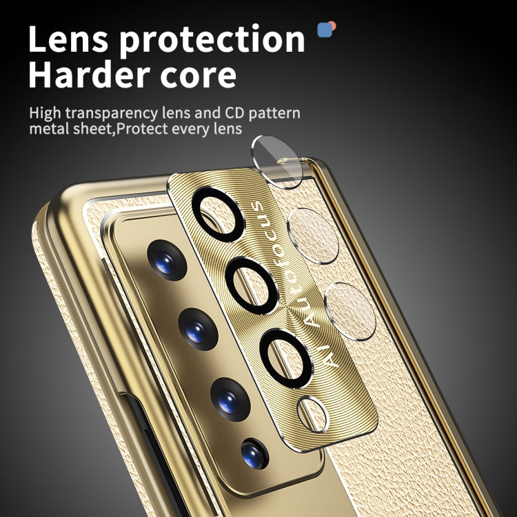 For Samsung Galaxy Z Fold3 5G Litchi Pattern Magnetic Shell Film Integrated Shockproof Phone Case