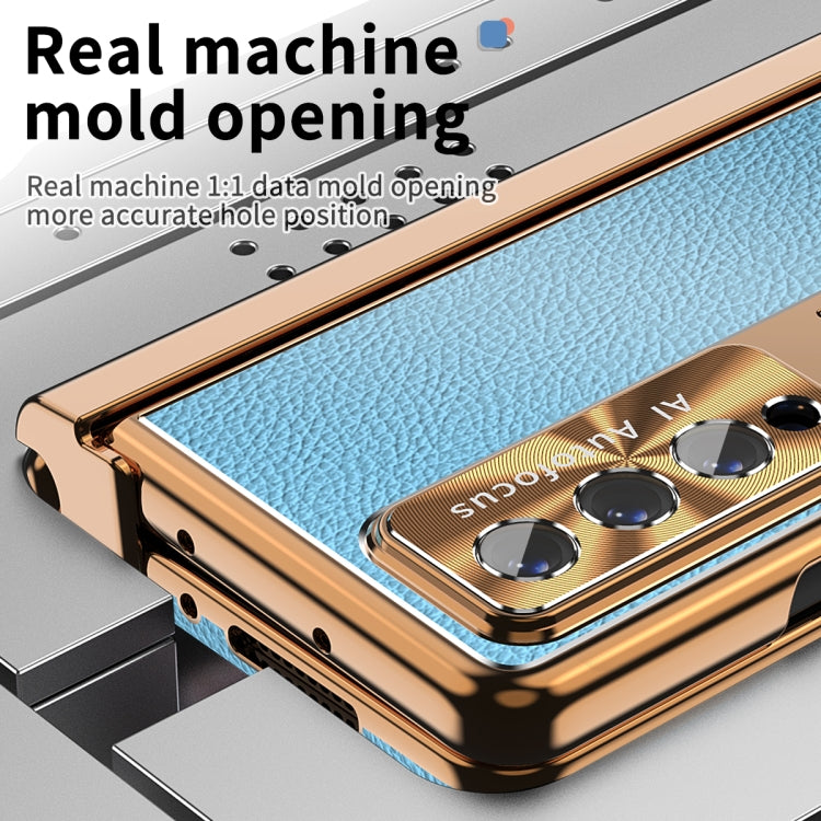 For Samsung Galaxy Z Fold3 5G Litchi Pattern Magnetic Shell Film Integrated Shockproof Phone Case